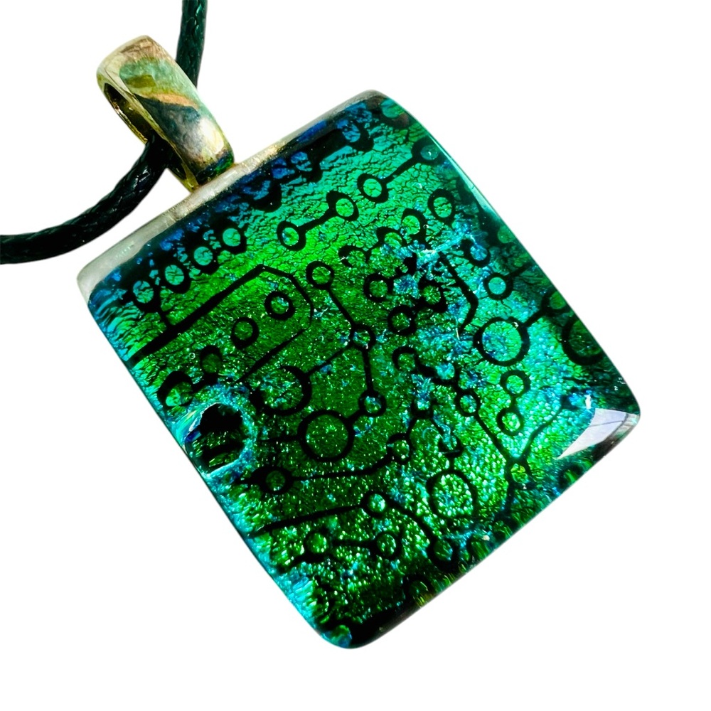 Circuit Board Pendant Art Glass Dichroic Glass Choker